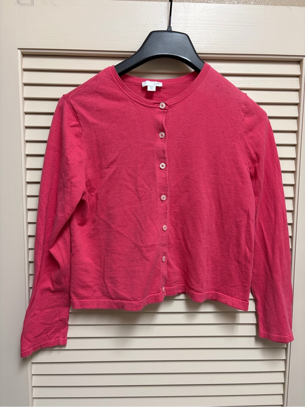 J. Jill Women’s Pink Button Front Cardigan Sweater Petite Medium Cotton Viscose